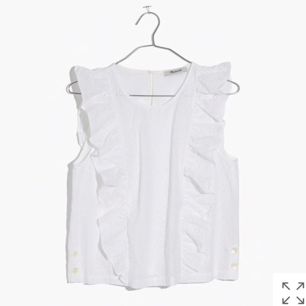 Madewell eyelet ruffle top (S)